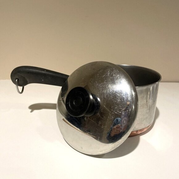 Revere Ware 1 1/2 Quart Stainless Steel Sauce Pan with Lid Clinton ILL USA VTG - Picture 1 of 11